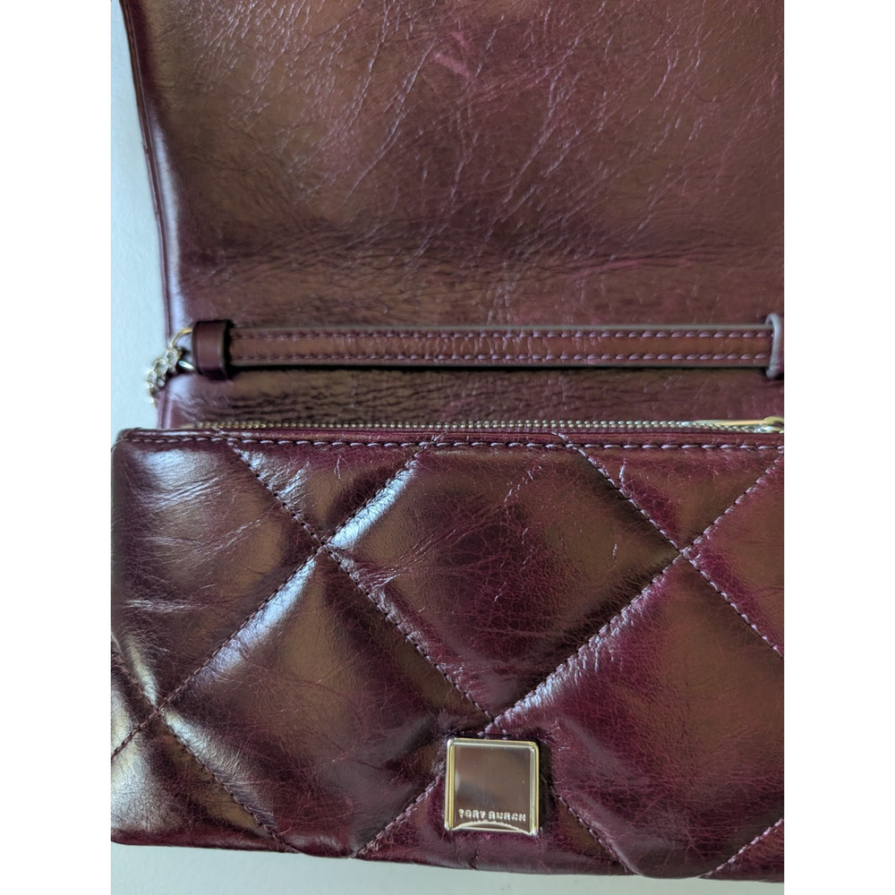 Tory Burch KIRA DIAMOND Quilt Distressed Crossbody Dark Carmine - Picture 11 of 16